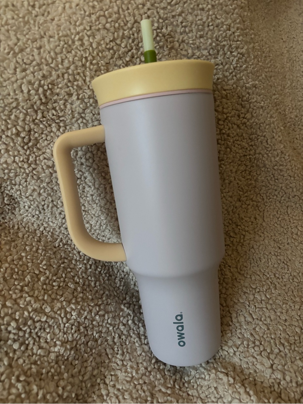 Owola 40oz Pale Yellow & Light Lavender Travel Tumbler with Handle